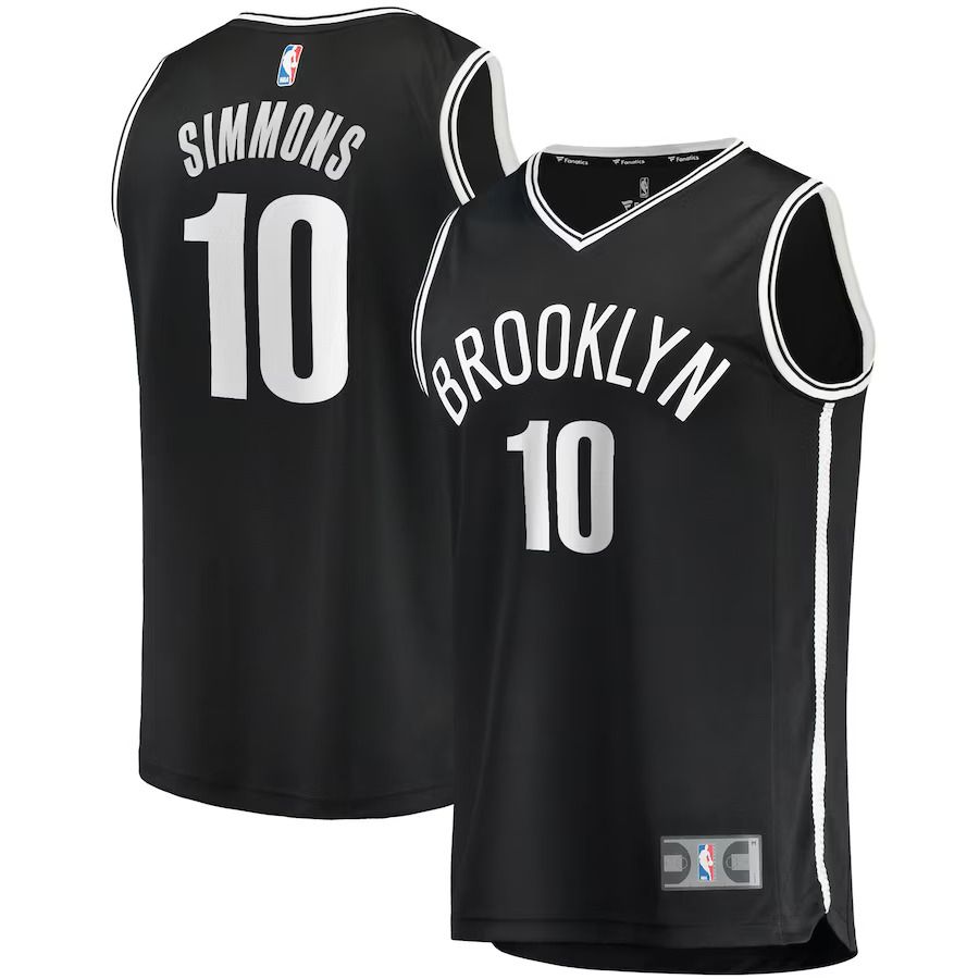 Men Brooklyn Nets 10 Ben Simmons Fanatics Branded Black Fast Break Replica NBA Jersey